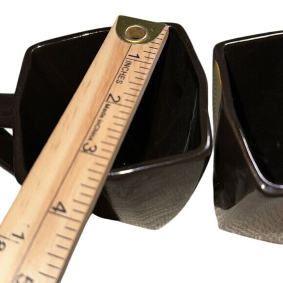 Set Of 2 Home Essentials & Beyond Piazza Square Ceramic Mugs 3.5" Tall Black & R - Picture 6 of 6